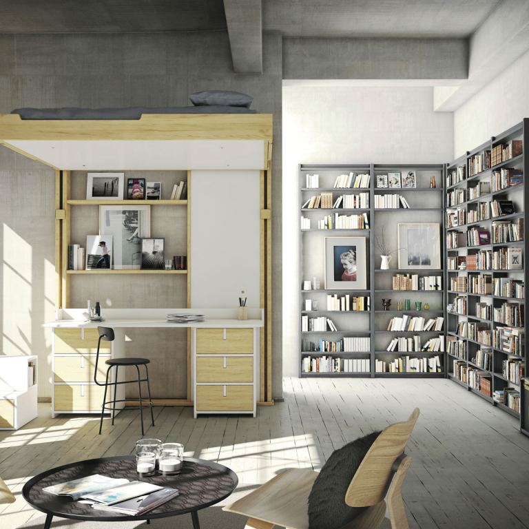 Letto a scomparsa: sistema a contrappeso - sollevato